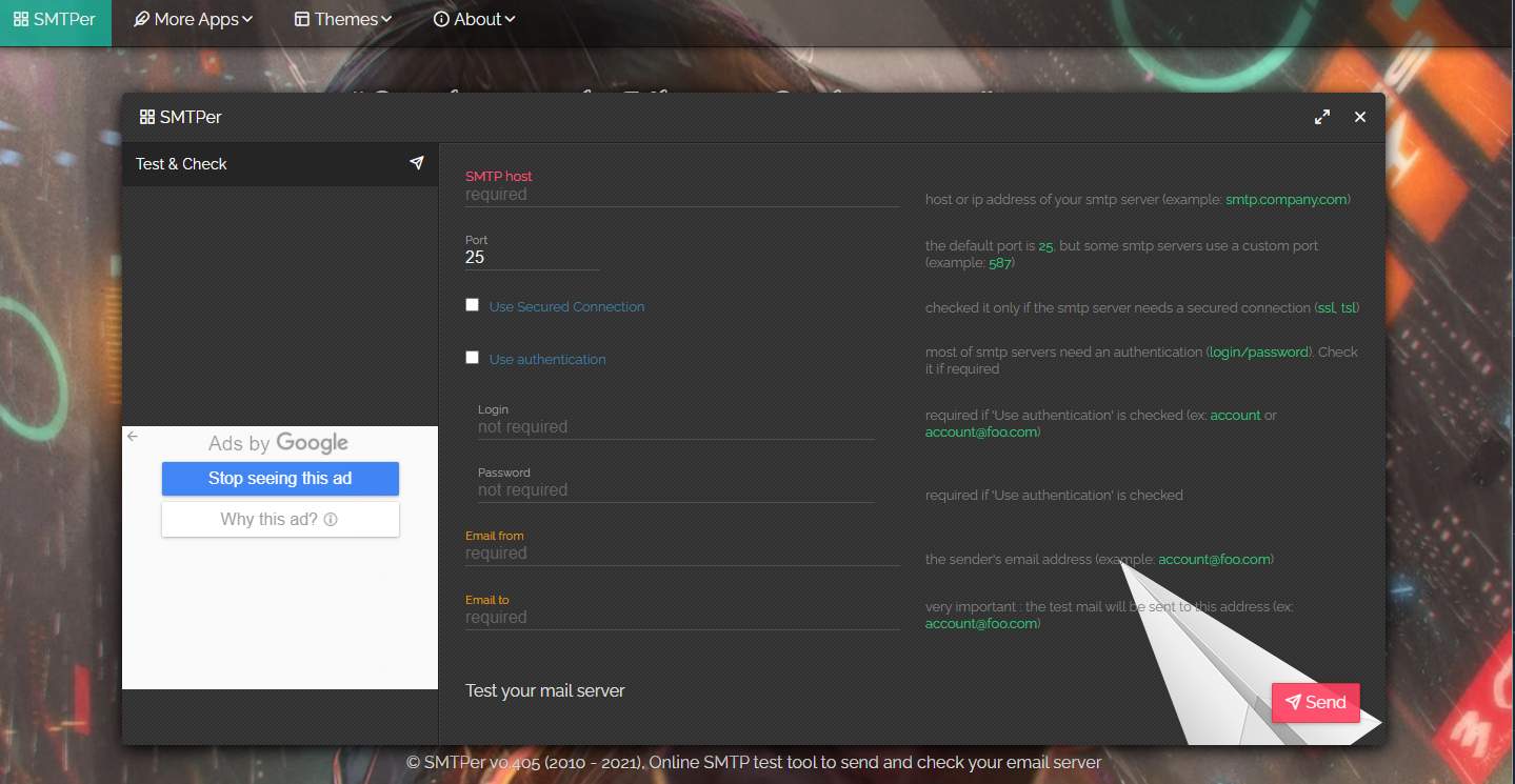 Online SMTP test tool